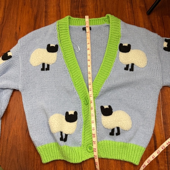 Debut Vintage Sweater Sheep Cardigan Size Medium - Picture 6 of 7